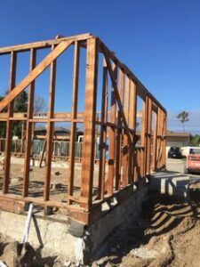 Wooden frames of a building